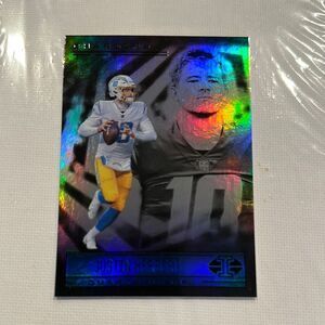 Holographic Trading Card with Blue and Yellow Accents justin Herbert illusions